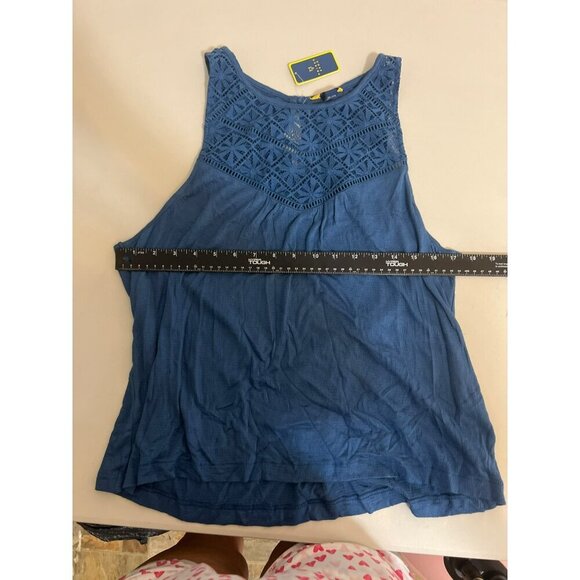 NWT Prince & Fox Blue Lace Inset Tank Top Flowy Sz XL Boho Beachy - Picture 6 of 6